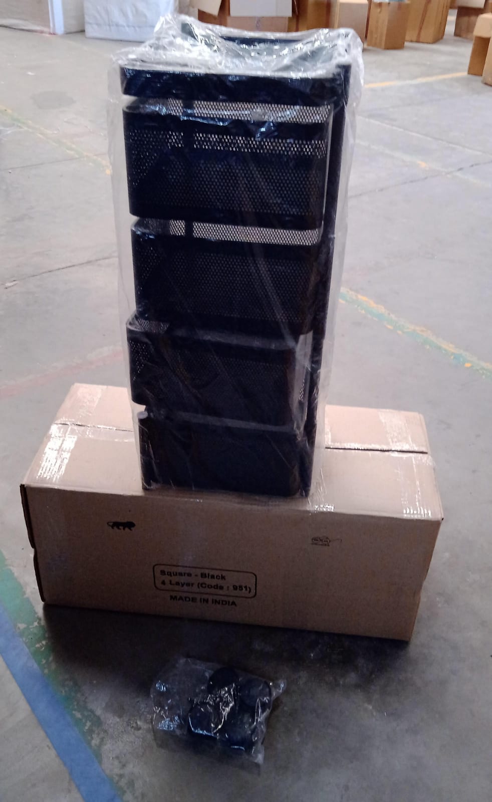 Metal Square High Quality Kitchen Trolley With Wheels (4 Layer 1 Pc)