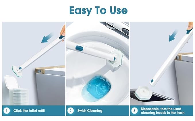 Disposable Toilet Cleaner Brush with 8 Brush Head (sponges 🧽)