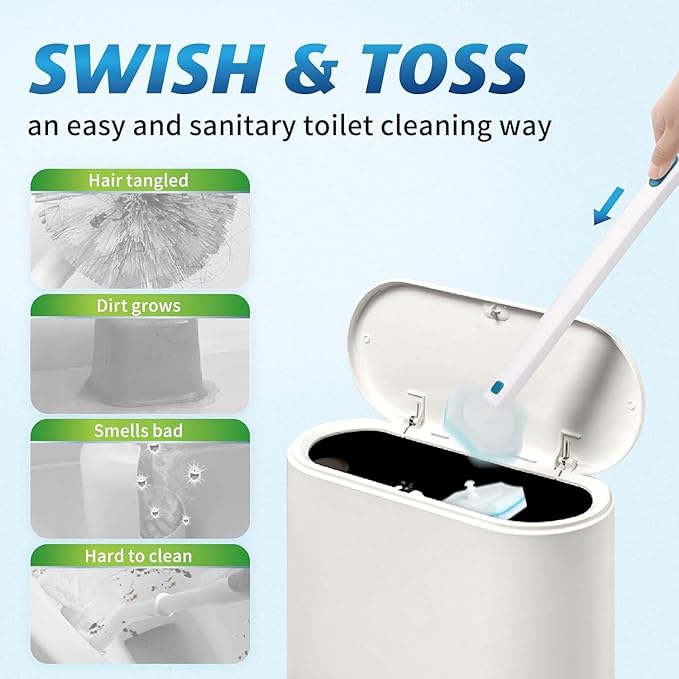 Disposable Toilet Cleaner Brush with 8 Brush Head (sponges 🧽)